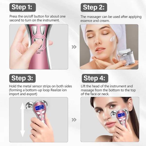 4D EMS Face Massager Roller Microcurrent Vibration Facial V Lifting Massage Devices Beauty Skin Care Tool For Neck Eye Body - Image 5