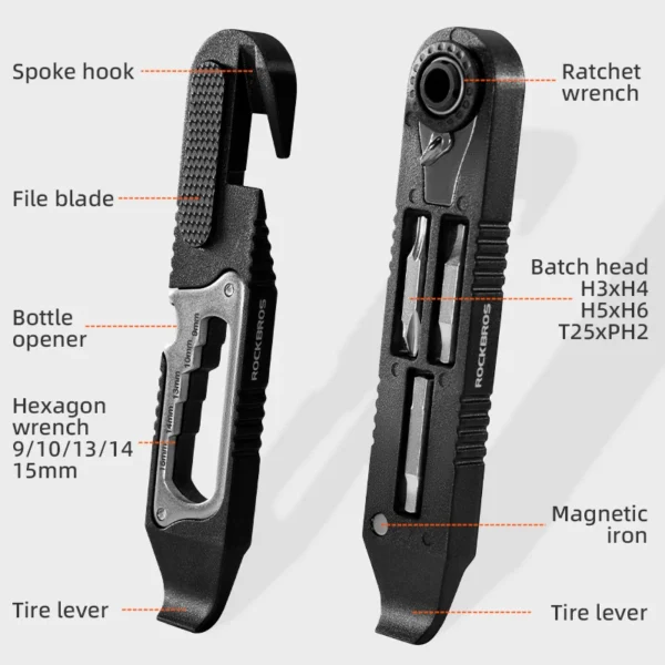 ROCKBROS 2In1 Bicycle Repair Tools Mutilfunction Tire Lever Portable Ratchet Spanner Toughness Nylon Fiberglass Bike Accessories - Image 2