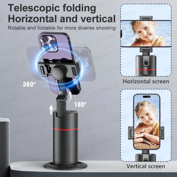 P02 360 Rotation Gimbal Stabilizer, Follow-up Selfie Desktop Face Tracking Gimbal for Tiktok Smartphone Live,with Remote Shutter - Image 5