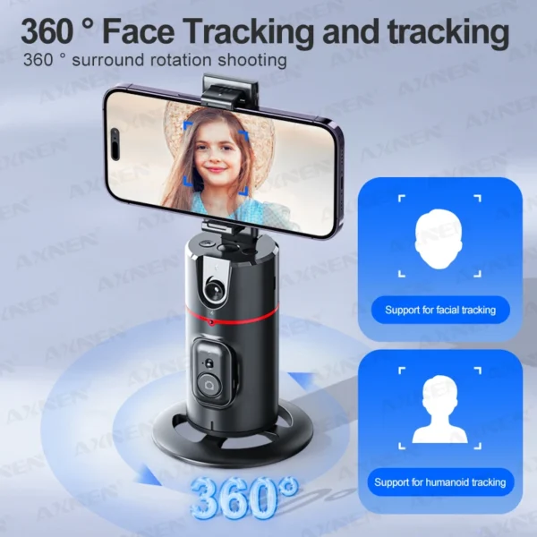 P02 360 Rotation Gimbal Stabilizer, Follow-up Selfie Desktop Face Tracking Gimbal for Tiktok Smartphone Live,with Remote Shutter - Image 3