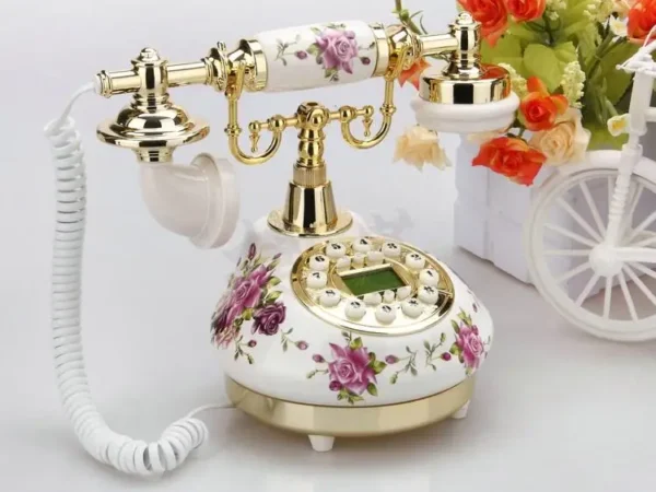 Corded Telephone Retro Landline Phone for Home/Office/Hotel, China Ceramic Antique Telephones Old Fashion Decor Desktop Phone - Image 3