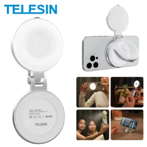 TELESIN Magnetic Fill Light Mini Selfie Light 3 Modes Adjustable Brightness for Smartphone Iphone XIAOMI HUAWEI SAMSUNG Phone