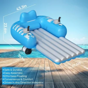 PVC Inflatable Rechargeable Pool Motor Floating Row with Dual Motors and 2 Storage Compartments Adult Electric Water Lounge