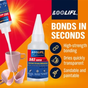 LOOLIFL High Strength 502 Super Glue Instant Glue High Temperature Resistant Adhesive For Metal Plastic PVC Strong Liquid Glue